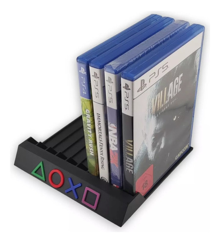 Stand Porta Juegos Para Playstation Base Soporte Fund Disco Negro