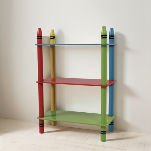 Estantería Librero Para Niños Diseño De Crayolas 3 Niveles