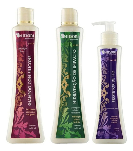 Kit Midori Shampoo Silicone Hidratação De Impacto E Protetor