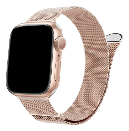 Correa De Acero Inoxidable Magnética Para Apple Watch 38 / 40 / 41 Mm - Color Oro Rosa - Marca Cellbox