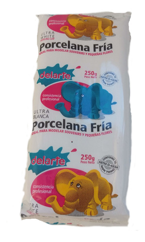 Porcelana Fria Delarte 250gr Ultra Blanca No Toxico