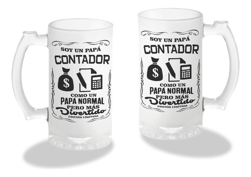 Tarro Cervecero, Papá Contador, Divertido, 16oz, Para Regalo