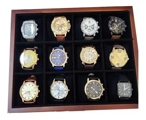 Kit Com 12 Relógios Masculino Pulseira De Couro Atacado Top