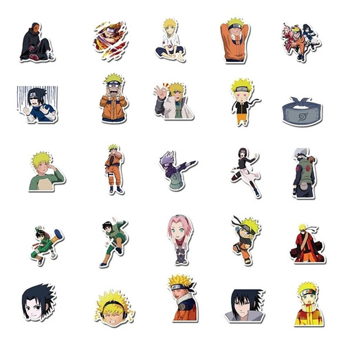 Imagen 5 de 5 de Set 50 Stickers Naruto Shippuden Anime Decorativo