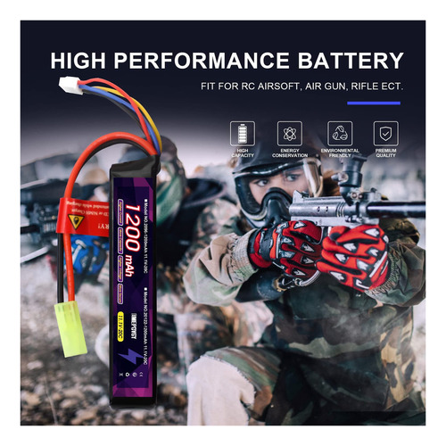 Emepovgy 3s Lipo Battery Airsoft 11.1v 20c 1200mah Batería R