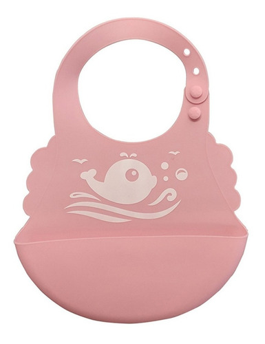 Babador Silicone Com Cata Migalhas Pega Migalhas Blw Bebe Cor Rosa Baleia