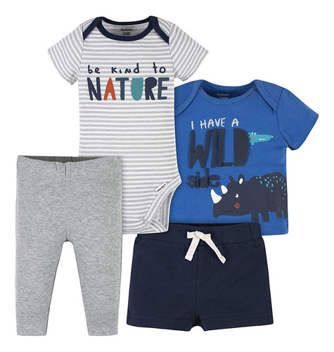 Gerber Baby Boys' Toddler Camisa De 4 Piezas, Bodysuit, Shor
