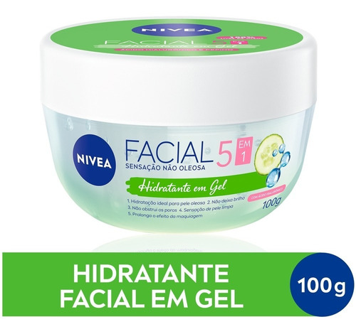 Hidratante Em Gel Facial Ácido Hialurônico E Pepino 5 Em 1 100g Nivea