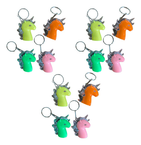 Set 12 Mini Llaveros Con Luces Led Unicornio Sorpresas 