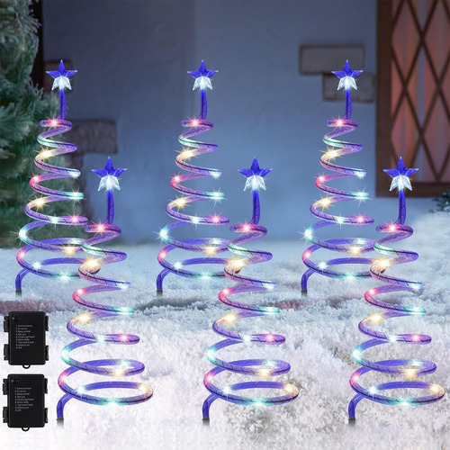 Árboles De Navidad En Espiral Iluminados, 2 X 3 Piezas, Marc