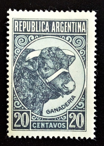 Argentina, Sello Gj 874 Toro Gde 20c Sol R O 42 Mint L14940