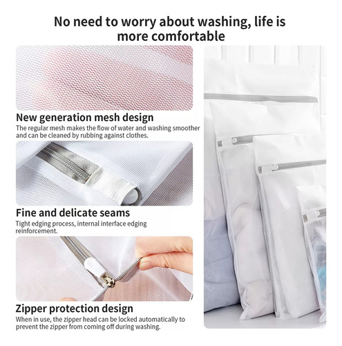 Pacote Com 10 Sacos De Roupa Suja De Malha Para Lavagens Del