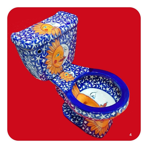 Imagen 2 de 4 de Wc Sanitario Taza + Tanque Cerámica Tipo Talavera Eclipse M4