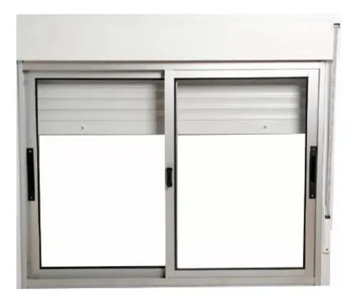 Ventana Monoblock de aluminio con cortina en pvc de 100 x 100 cm