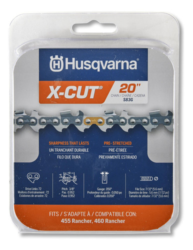 Husqvarna X-cut S83g - Cadena De Motosierra De 20 Pulgadas -