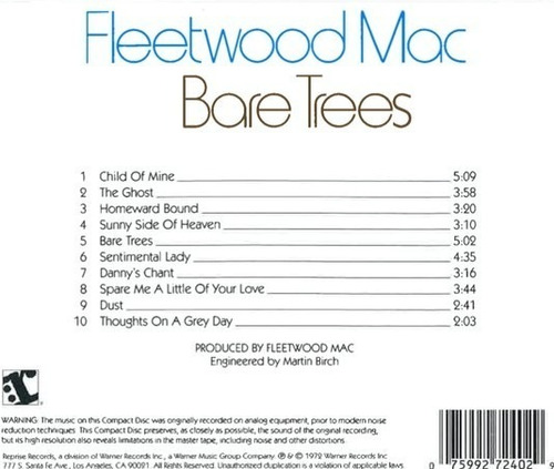Fleetwood Mac Cd: Bare Trees ( Simil Vinilo - Germany )