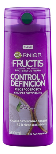 Shampoo Garnier Fructis Control y Definición Rizos Poderosos en botella de 200mL por 1 unidad