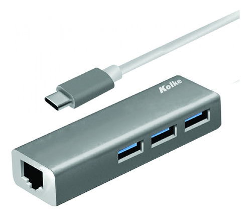 Hub Kolke Kch-427 Usb C + Rj45 Multiplicador - Pc Notebook