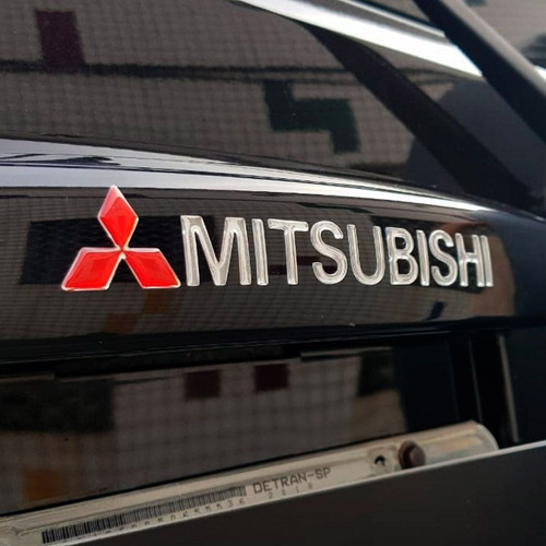 Emblema Mitsubishi Pajero Full Traseiro Cromado Resinado