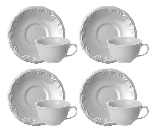 4 Xícaras De Chá Porcelana Schmidt Pomerode 200ml