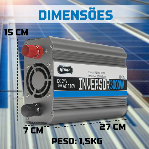 Inversor Tensão Veicular 3000w 24v Para 110v Modificada