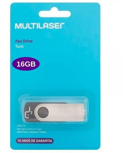 Pendrive Multilaser Twist 16gb Preto/prateado