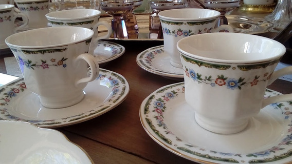 London Boutique Juego de 4 Tazas de té y platillo de Porcelana Estilo Shabby Chic Vintage Caja de Regalo 1 Juego de 4 