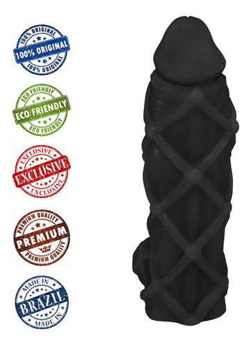 Pene macizo Dominator, flexible, no tóxico, 22 x 6,8 cm, negro