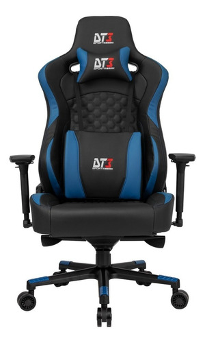Cadeira de escritório DT3sports Rhino gamer ergonômica  preto e azul com estofado de couro sintético