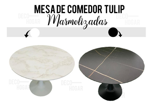 Mesa Redonda Comedor Tulip Marmoleada Moderna  1.00m