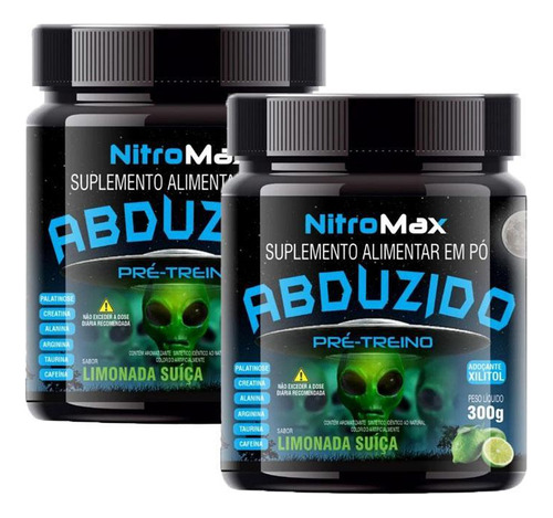 2x Abduzido Pre Treino Nitro Max Limonada Suica 300g