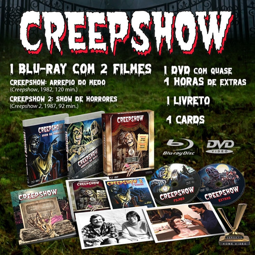 Bluray Creepshow 1 E 2 - Cards Livreto Dub Leg L A C R A D O