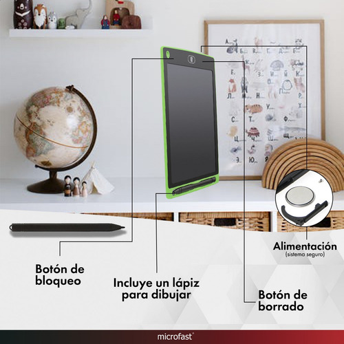 Pizarra Tablet Mágica Digital Trazo Verde Lcd Infantil Lápiz