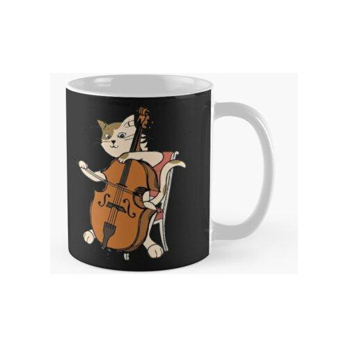 Taza Violonchelista Gato Tocando El Instrumento De Violonche