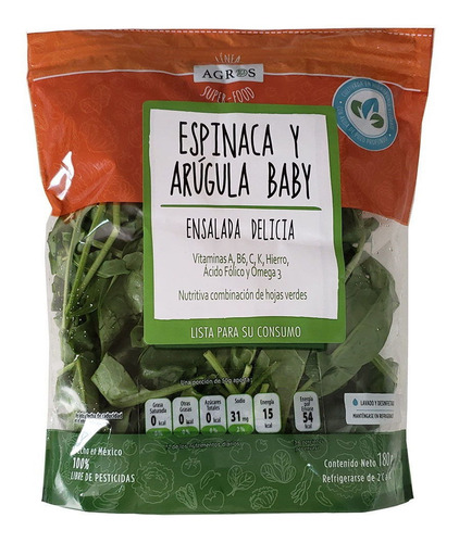 Espinaca y Arúgula Agros Ensalada delicia 180g