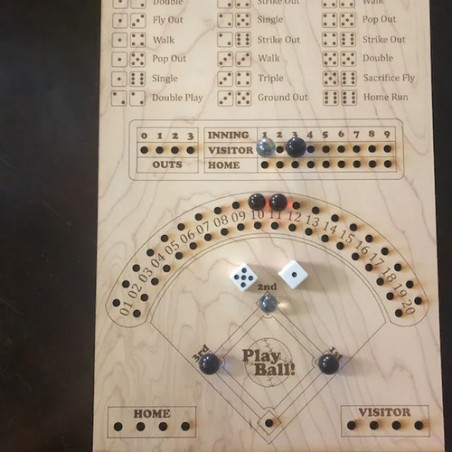 Juego De Mesa De Dados De Béisbol, Pinball De Madera