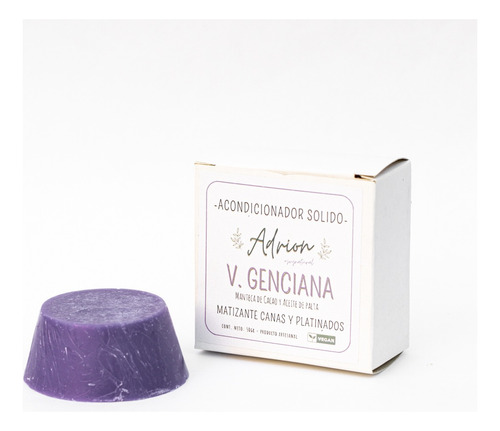 Acondicionador  Solido, Violeta Genciana, Canas, Vegano.