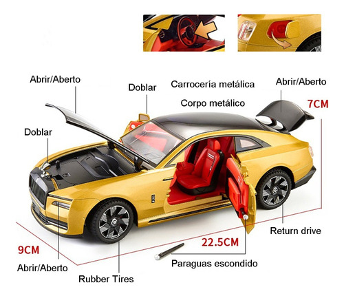 . Minicoches Rolls Royce Spectre De Metal Con Luces Y Sonido