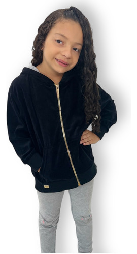 Blusa Infantil De Frio Plush Infantil Menina Aberta Capuz