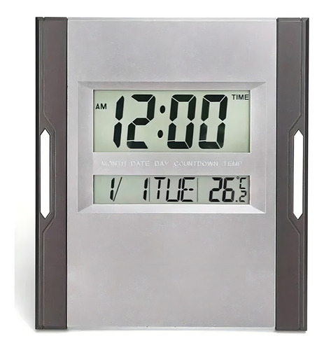 Reloj digital de escritorio y pared con termómetro y calendario, color negro