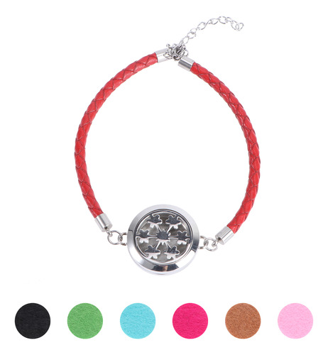 Pulsera De Aromaterapia De Acero Inoxidable Con 4 Lonchas De