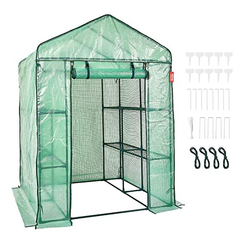 Vevor Walk-in Green House, 4.6 X 4.6 X 6.6 Ft Greenhouse Wit