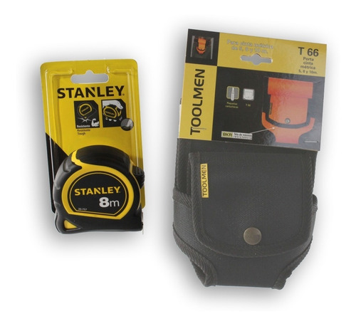 Cinta Métrica 8 M Stanley  30-757 + Toolmen 66 Porta Cinta 