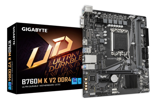 Tarjeta Madre Gigabyte B760m K V2 Ddr4 Lga1700 Micro Atx Color Negro