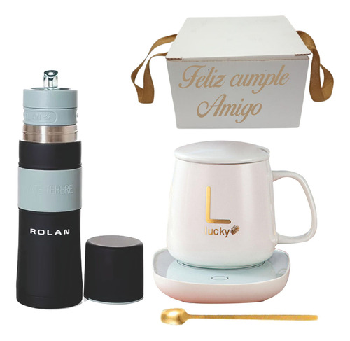 Taza Con Calentador + Mate Listo Regalos Amigo, Padre, Madre Verde Musgo