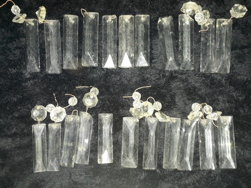 Antiguos Caireles Cristal Facetado 2 Medidas Diferentes Leer