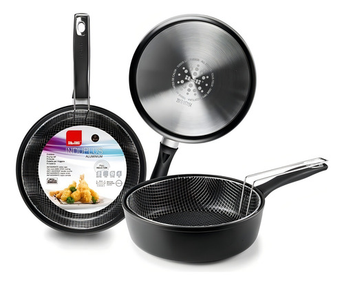 Sartén Freidora Con Canasta 26 Cm Aluminio Forjado Ibili Color Negro