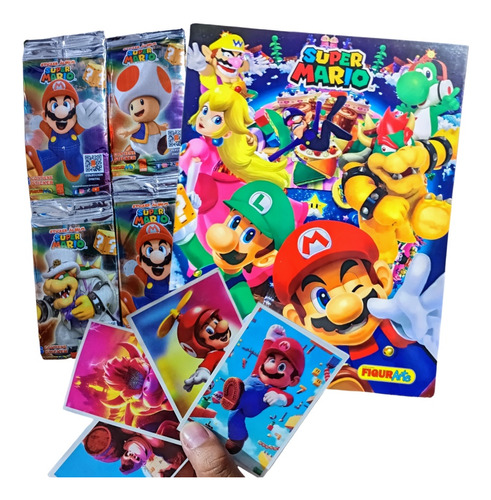 Mario Bross 300 Stickers + Álbum Coleccionador Peach
