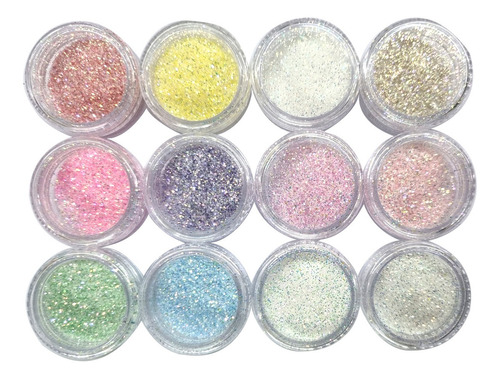 12un Decoração Unhas Glitter Flocado Variados Encapsulamento Cor HS-440
