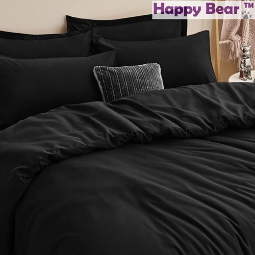 Duvet Cover Microfibra Doble Negro Liso